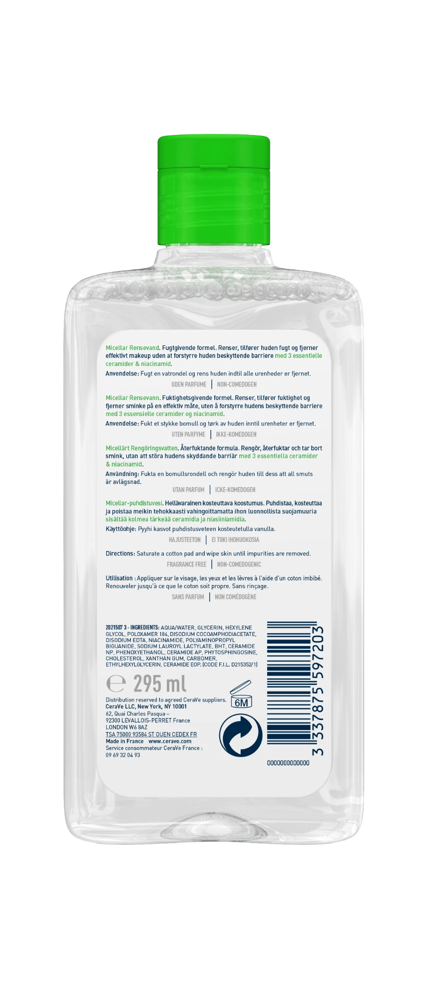 CeraVe Micellar Cleansing Water With Niacinamide For All Skin Types 295ml 2 CeraVe Micellar Cleansing Water With Niacinamide For All Skin Types 295ml - Image 2