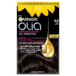 Garnier Olia Glow Permanent Hair Dye 35 Garnier Olia Glow Permanent Hair Dye -Care Products 3600541238527 GarnierOliaSoftBlack3.0DeepBlackNoAmmoniaPermanentHairDye