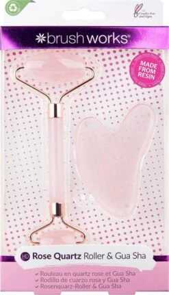 Brush Works Rose Quartz Roller & Gua Sha Set