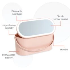 Carmen Cosmetic Storage With Led Mirror Pink -Care Products C81167PNK 08