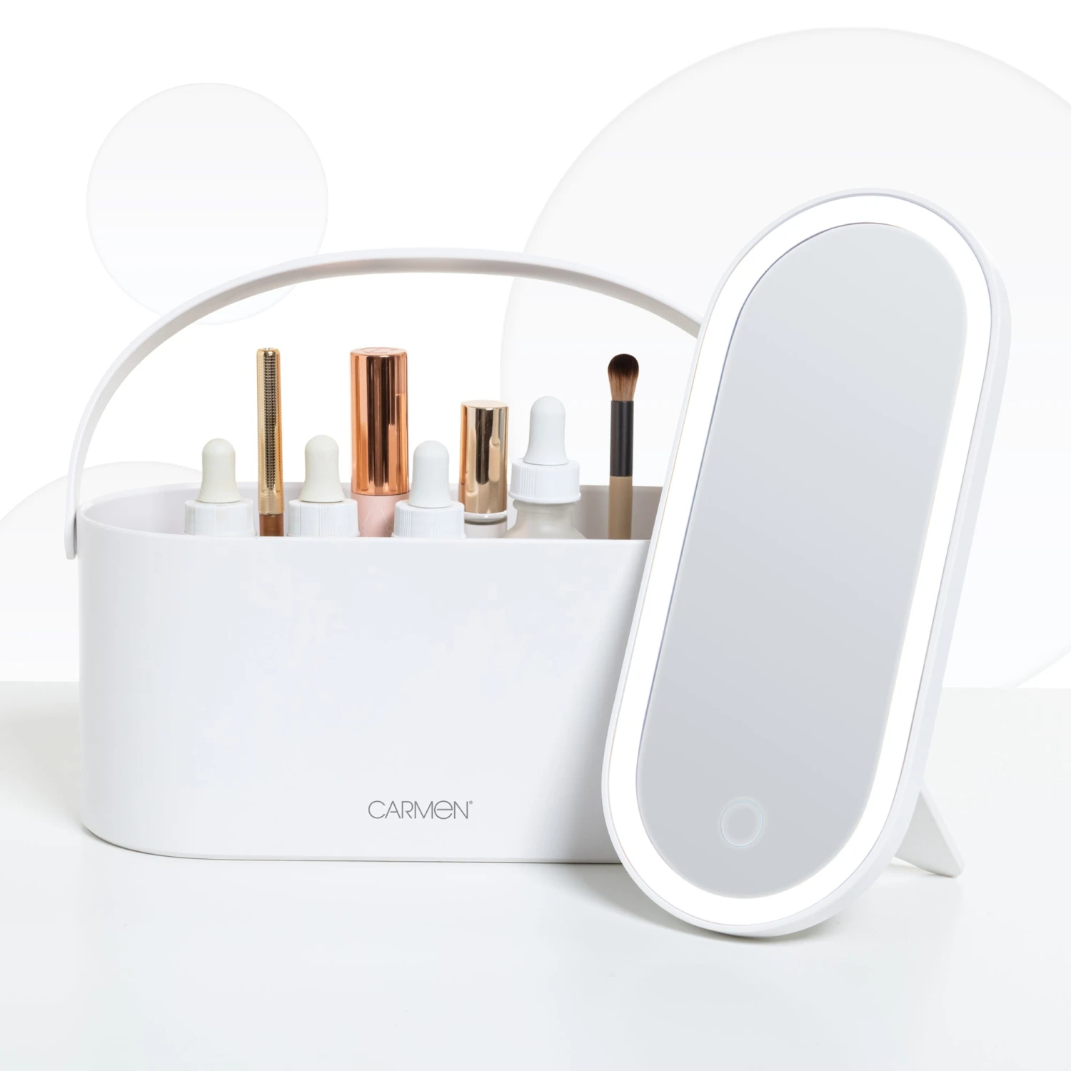 Carmen Cosmetic Storage With Led Mirror White 3 Carmen Cosmetic Storage With Led Mirror White - Image 3