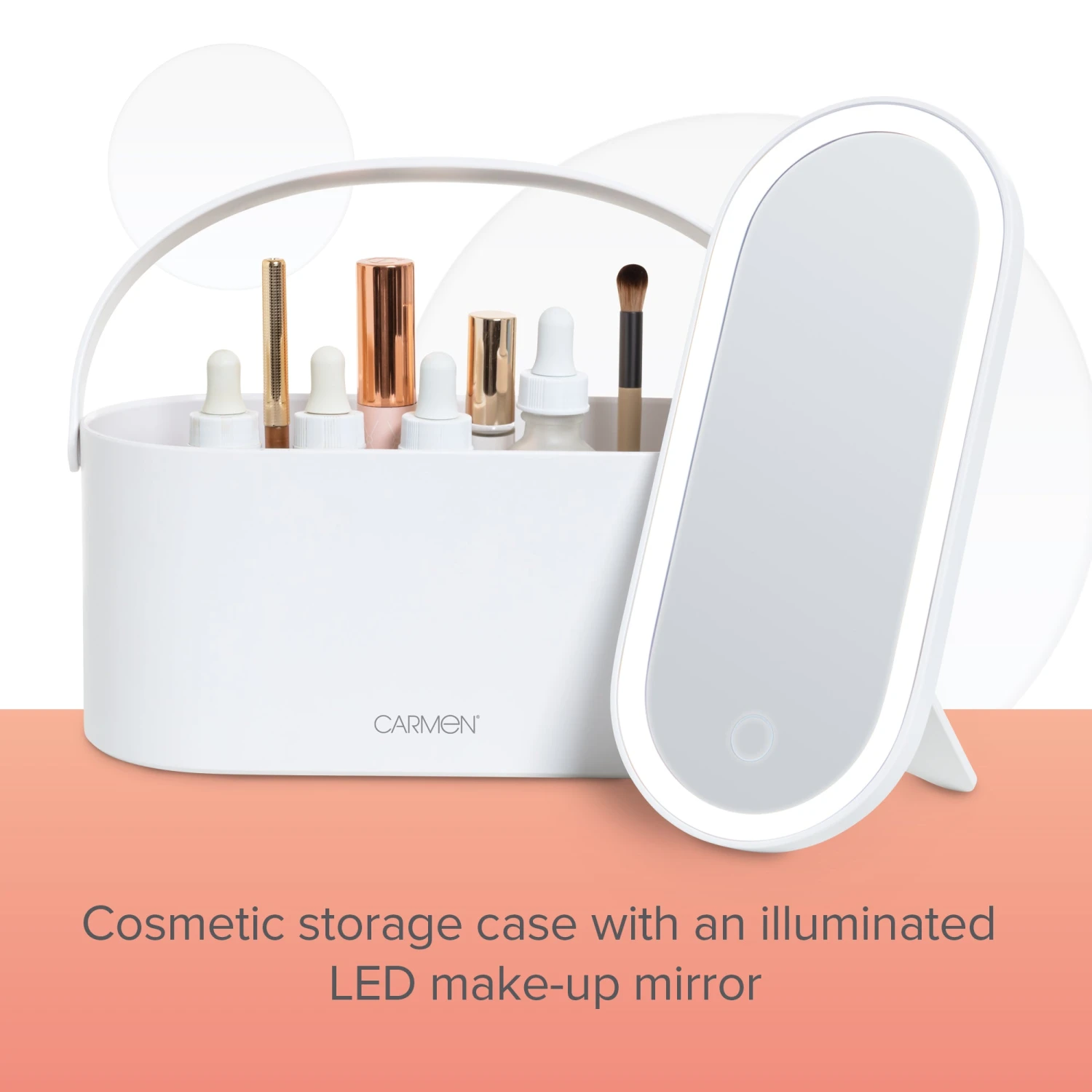Carmen Cosmetic Storage With Led Mirror White 5 Carmen Cosmetic Storage With Led Mirror White - Image 5