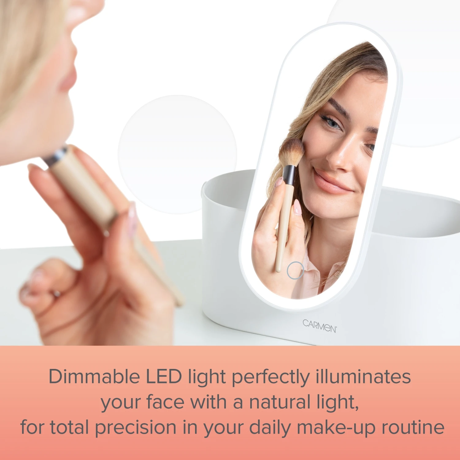 Carmen Cosmetic Storage With Led Mirror White 6 Carmen Cosmetic Storage With Led Mirror White - Image 6