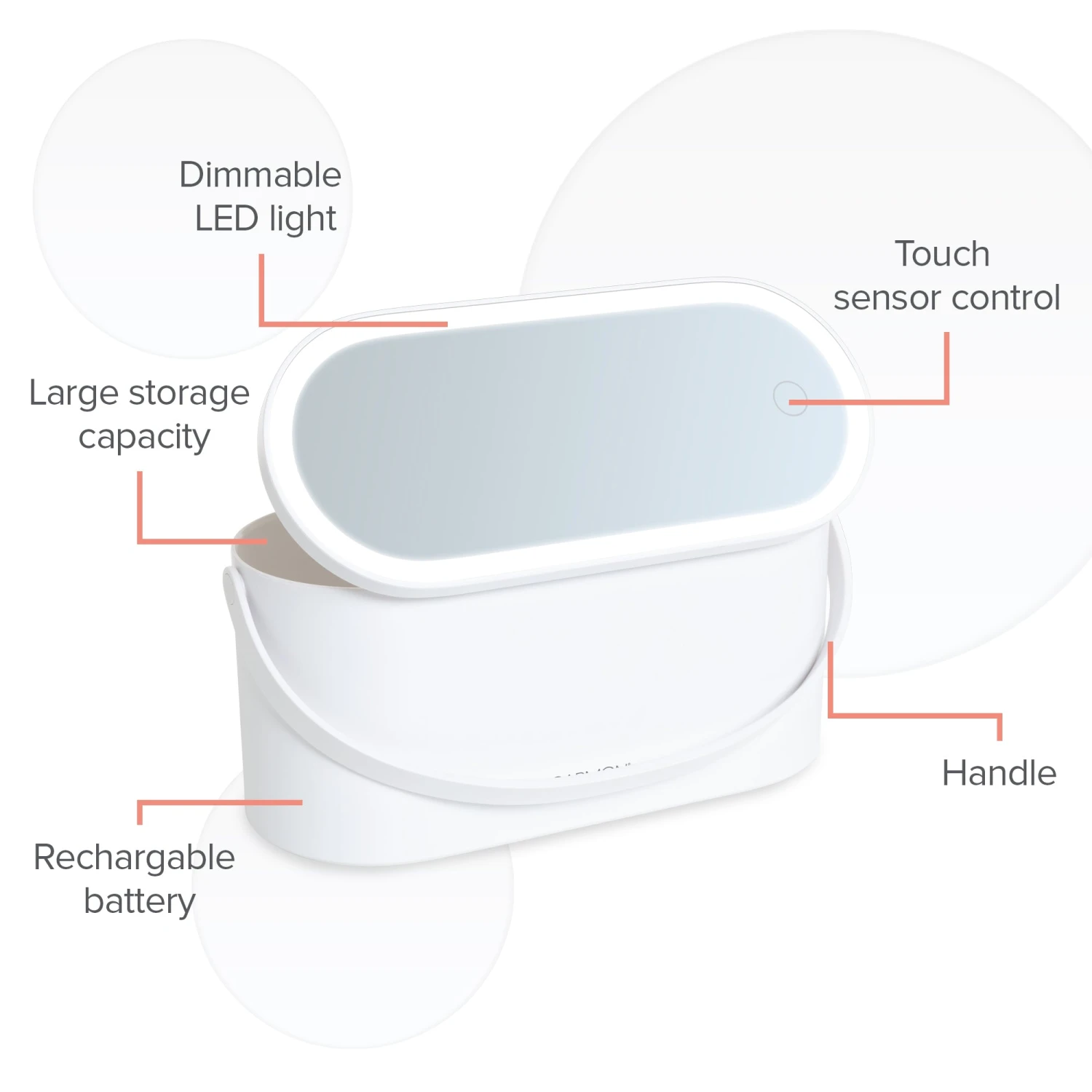 Carmen Cosmetic Storage With Led Mirror White 8 Carmen Cosmetic Storage With Led Mirror White - Image 8