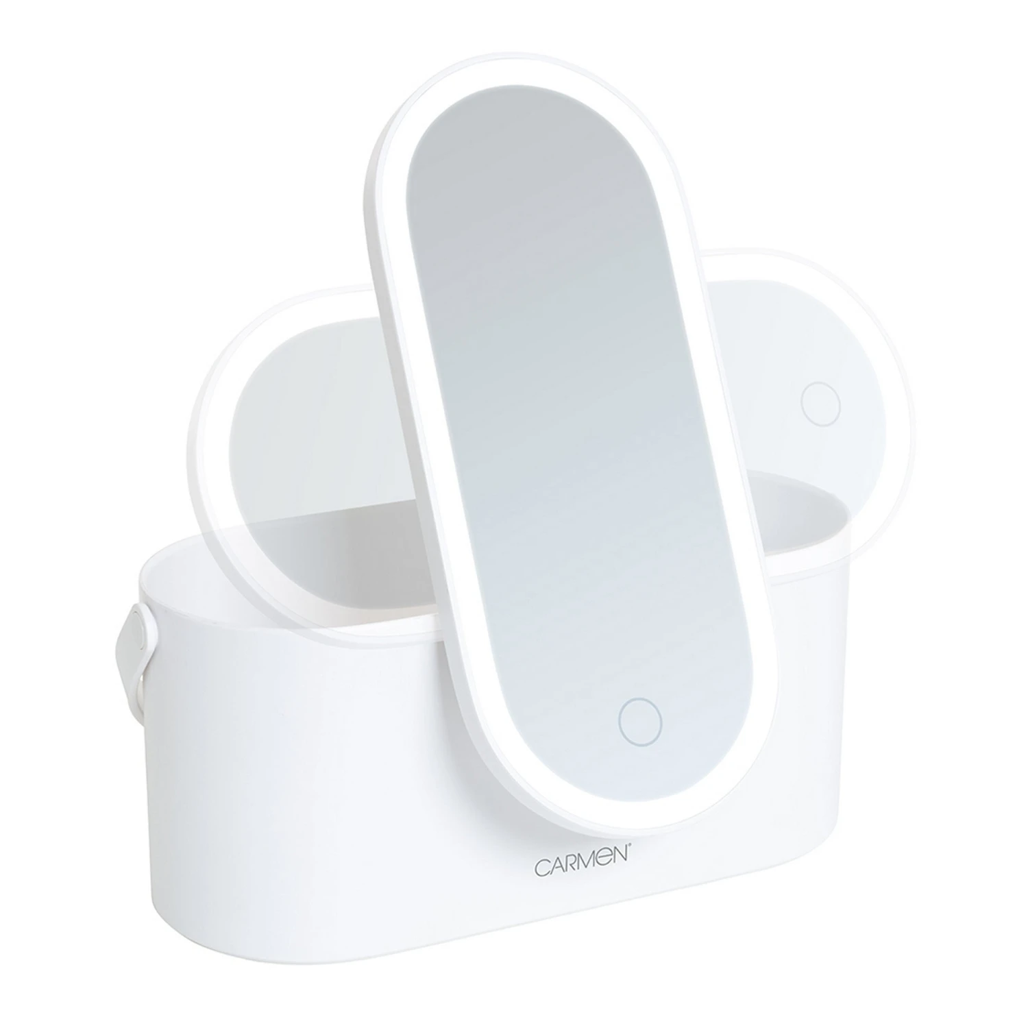 Carmen Cosmetic Storage With Led Mirror White 1 Carmen Cosmetic Storage With Led Mirror White