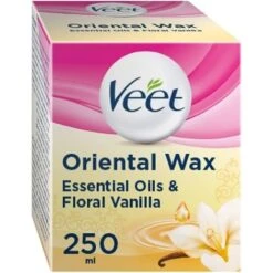 Veet Essential Oils And Floral Vanilla Warm Wax Microwavable Jar 250ml